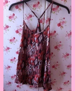 Azteken top orange rot schwarz weiß Pimki