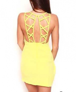 Sommer Kleid gelb rückenfrei Blogger dress cocktail abiball hochzeit