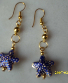 Ohrhänger im Cloisonné-Stil, dunkelblau