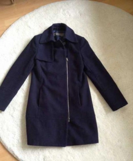 Zara Bikermantel ausgefallener Mantel dunkelblau mit Wolle Gr. S 