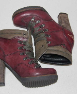Replay Stiefeletten / Boots, dunkelrot / khaki, Vintage, Gr. 37