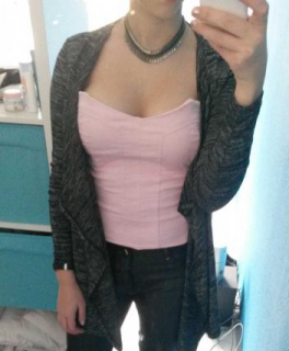 Rosa Corsagenoberteil trägerlos