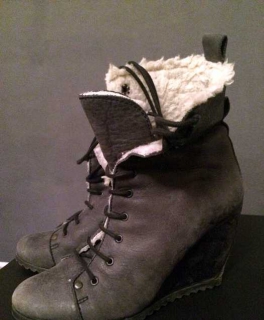 Gefütterte Blogger Winter Boots / Wedges zum Schnüren