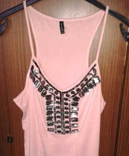 Party Top mit silbernen Glitzer-Steinen besetzt