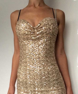 Goldenes Kleid Pailletten - Silvester, Weihnachten