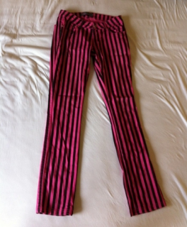 Pink-Schwarz gestreifte Hose, Bad Girl, Gr.38, Punk, Emo, rockabily