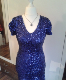 Silvesterkleid Partykleid Paillettenkleid Abendkleid Kleid Pailetten Blau