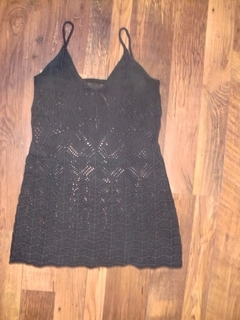 Schwarzes kurzes vintage Häkelkleid