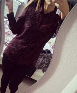 Bluse Herzen schwarz rot