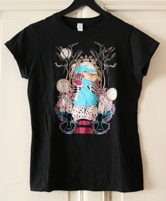 Alice in Wonderland / Alice im Wunderland, T-Shirt, schwarz, Aufdruck, Größe 38/M, Qwertee