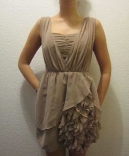 H&M Kleid Abendkleid kurz nude mit Rüsche schick feierlich