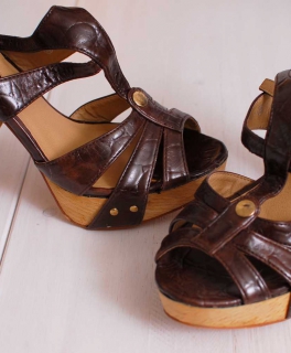 Sandal Heel Holzplateau 