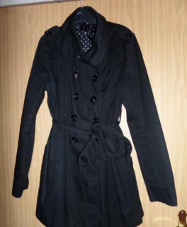 Trenchcoat Schwarz Fishbone Jacke Herbst
