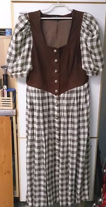 Landhauskleid mit echt Lederoberteil Berwin&Wolf Gr. 42 beige grün braun