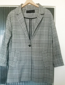 Cooler Mantel mit Hahnentritt / Glencheck Muster