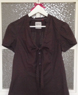 Braun weiße Esprit Bluse in Gr 38