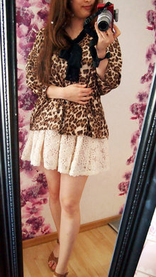 Loaves Bluse Japan Gyaru Korea Ulzzang Business Leo Leopard Schleife oversize M Lolita Anzug
