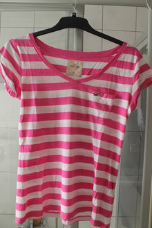 Pink/weiß gestreiftes T-Shirt Hollister