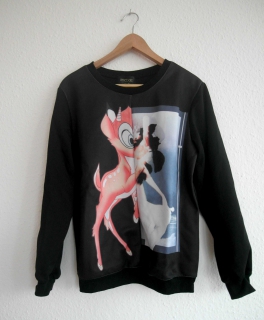 Bambi Pullover Hipster Sweatshirt Blogger Fashion Trend Lookbook schwarz süß S M 36 38