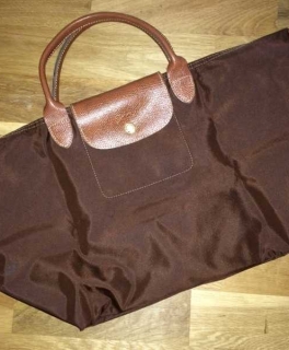 mittlere Longchamp Tasche braun, kurze Henkel