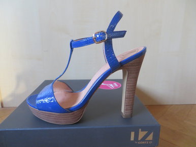 görtz 17 high heels, riemchen sandaletten, plateau pumps, blau, marineblau