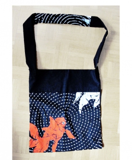 Kingyô Tasche Goldfisch Japan Einkaufstasche Bücher Schulterriemen Stoffbeutel schwarz weiß rot