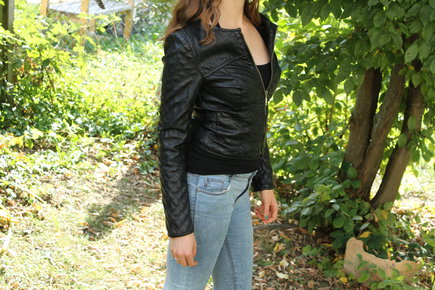 gestickte Lederjacke