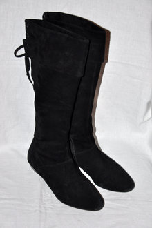 Schwarze Stiefel Wildleder Leder 38