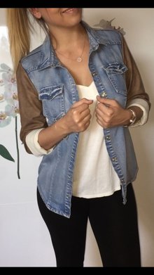 Lederjacke jeansjacke Hemd langarm braun Wildleder s m 36 38 