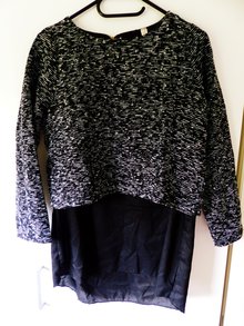 Langärmliges Oberteil mit transparenten Stoff