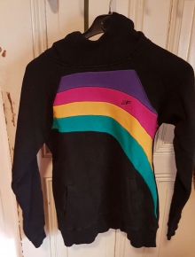 Pullover Hoodie Damen 38 Bunt Schwarz Skater 