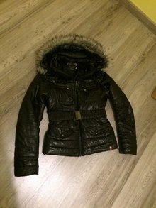 Tommy Hilfiger Jacke schwarz Pelz Fell Kapuze