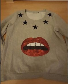 Kussmund Sternen Pulli glitzer neu nie getragen Gr. L