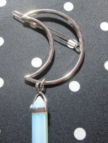 Spange – Mond, Nu Goth, Gothic, Grunge, Tumblr, Hexe, Witch, Mondstein, bläulich, weiß