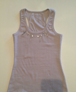 Shirt, Top, grau, Glitzer, Rippshirt