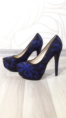 High Heels NEU Größe 37 PartyHeels Strasssteine blau schwarz