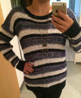 Pullover flauschig weich weiß blau getreift S / Koton