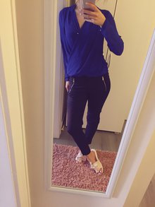 Bluse blau h&m wickelbluse schön schick vokohila 