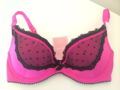 Neu Hunkemöller BH 75C pink Schwarz spitze ungetragen mit Etikett