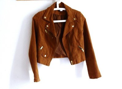 Braune wildlederoptik Jacke Gold