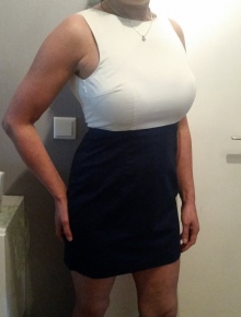 Abendkleid in blau und weiß 