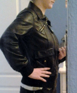 schwarze Kunstlederjacke Übergangsjacke in top Zustand
