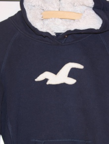 Dunkelblauer Hoodie mit Teddyfell von Hollister
