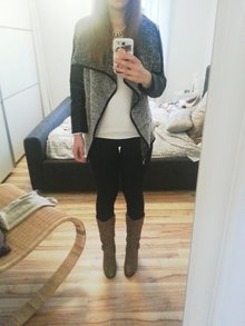 Cardigan mit Lederärmeln