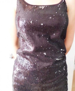 Pailletten Trägertop Party schwarz Pailettentop 36/38
