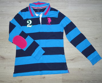 Damen Langarmshirt von U.S. POLO ASSN. Gr. XL blau gestreift BIG PONY