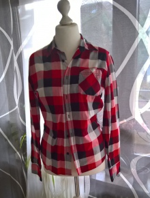 kariertes Hemd Bluse - langärmlig - schwarz/rot/weiß kariert