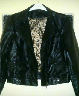 Bikerjacke Kunstleder Leo-Innenfutter Gr. 44