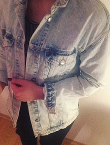 ZARA Denim Washed Oversized Boyfriend Jeansjacke