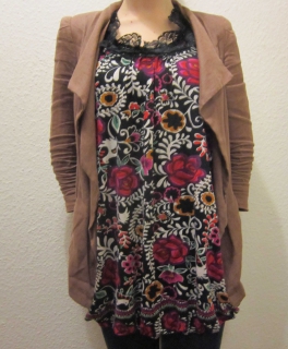 Yumi Kleid Hängerchen mit Blumenmuster Hippie schwarz